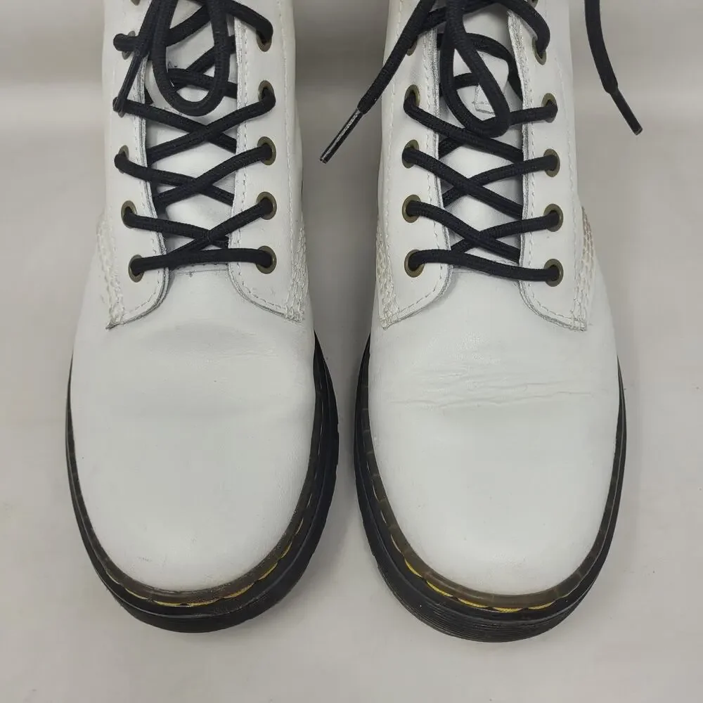 Dr Martens‎ Zavala Boots Mens 9 White Leather Combat Ankle Lace Up Punk Goth
